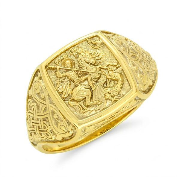Herren Goldring / Siegelring – individuelle Anfertigung „Georg der Siegreiche“