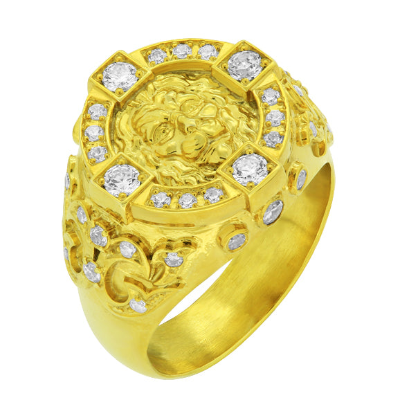 Men's gold ring, lion's head