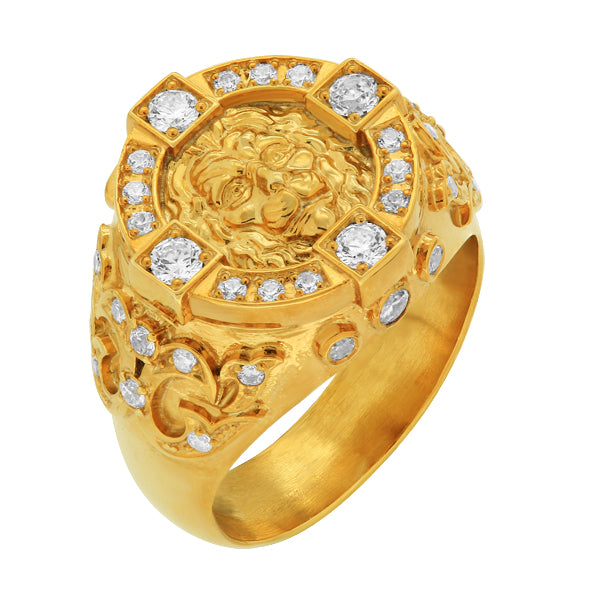 Men's gold ring, lion's head