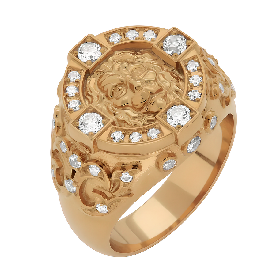 Herren Goldring / Siegelring – individuelle Anfertigung, Löwenkopf