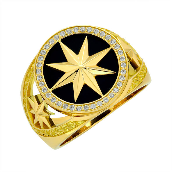 Herrenring aus Gold mit Onyx