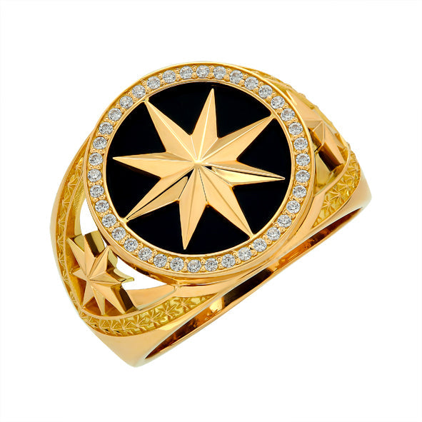 Herrenring aus Gold mit Onyx