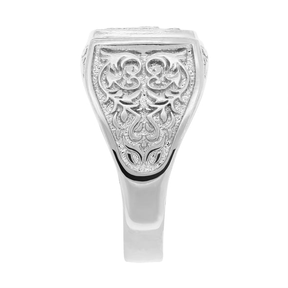 Herrenring mit Zirkonia aus 925er Silber -russischer Adler-