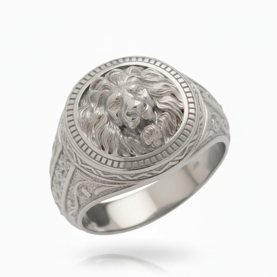 Silberring, Herrenring aus 925er Silber Löwe