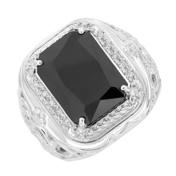 Silberring, Herrenring mit schwarzem Zirkonia