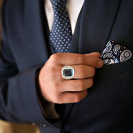 Silberring, Herrenring mit schwarzem Zirkonia