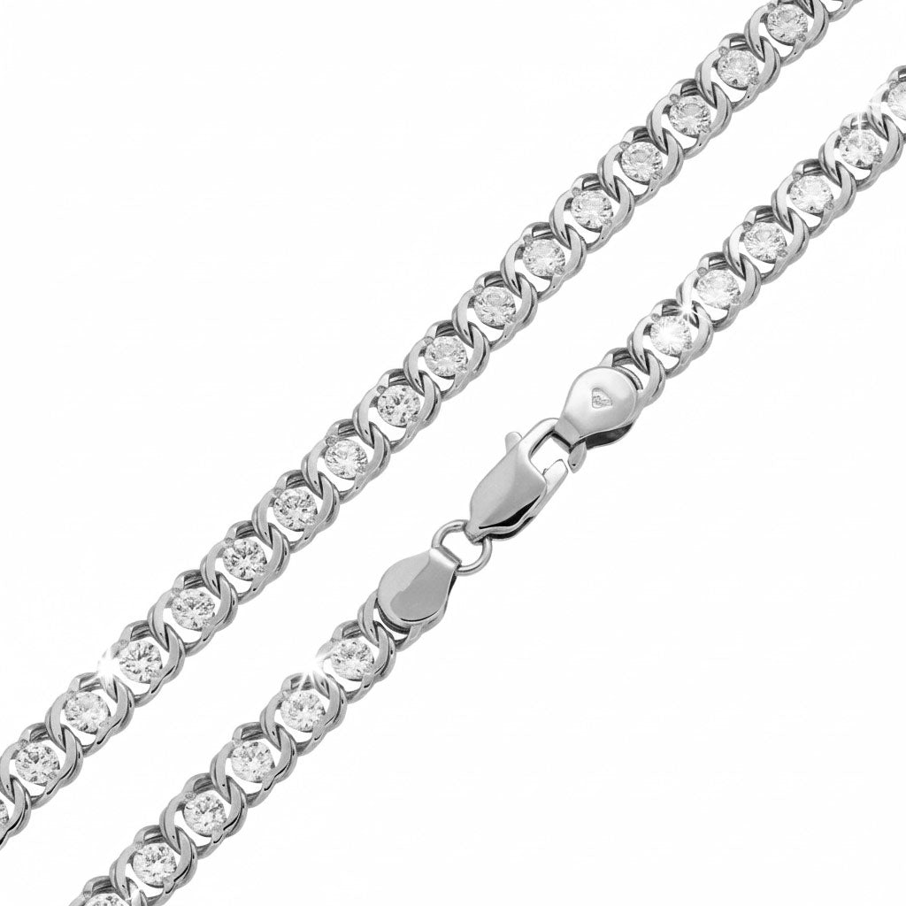 Damen Kette Collier mit Stein / Massivkette / Handarbeit