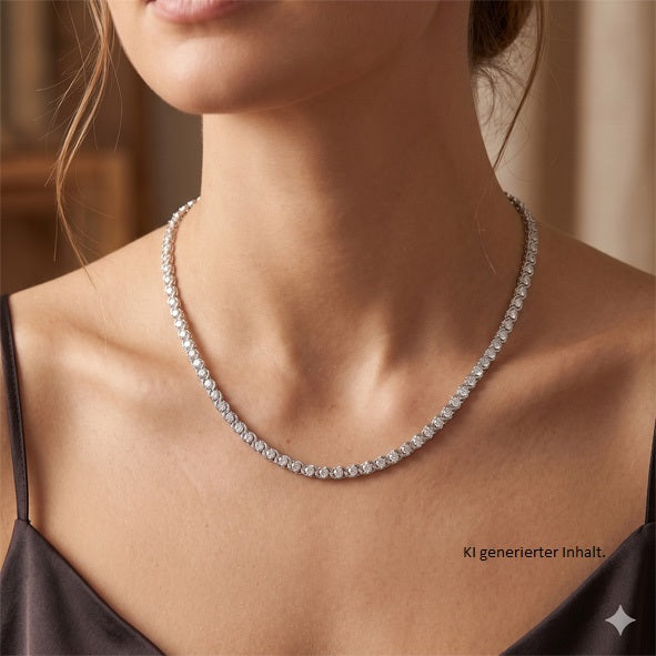 Damen Kette Collier mit Stein / Massivkette / Handarbeit
