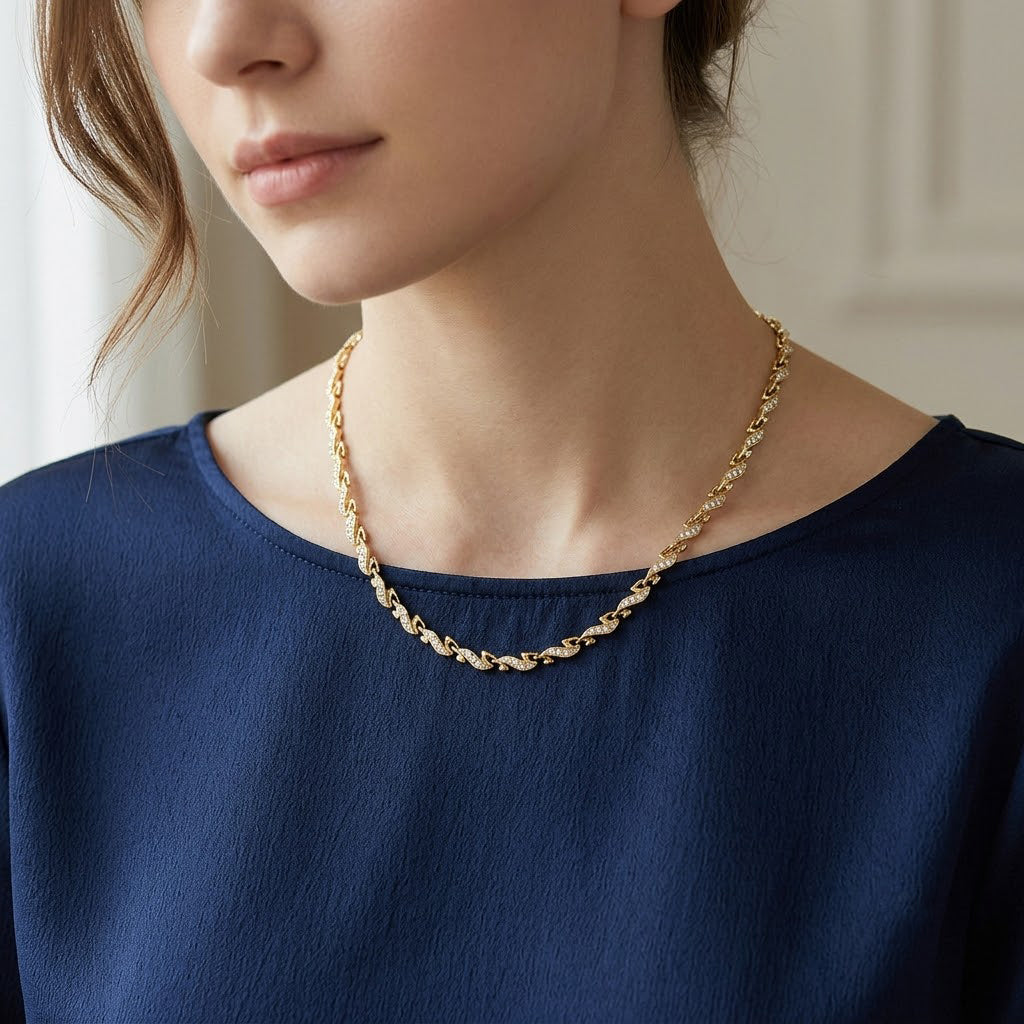 Women's Necklace with stone / Solid Chain