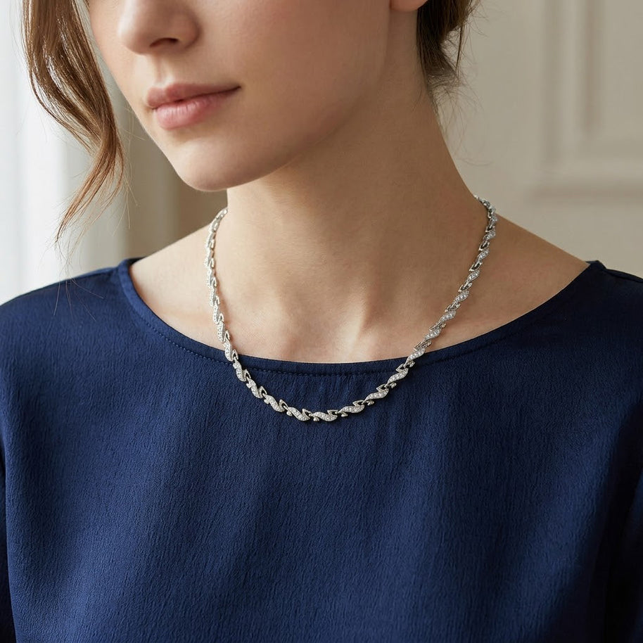Women's Necklace with stone / Solid Chain