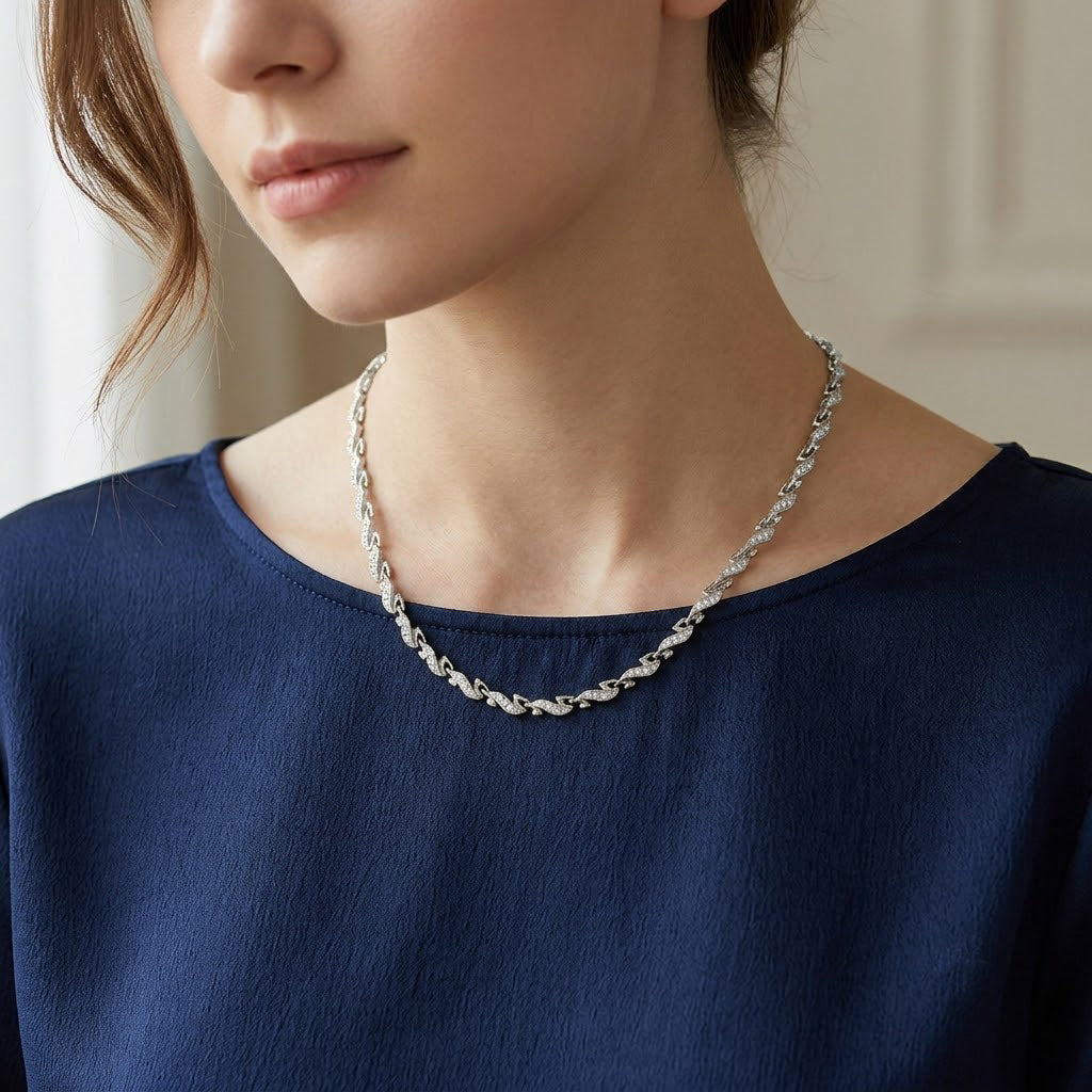 Women's Necklace with stone / Solid Chain