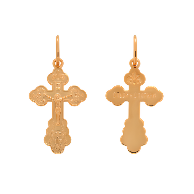 Православный крест из русского золота с Распятием Христово     