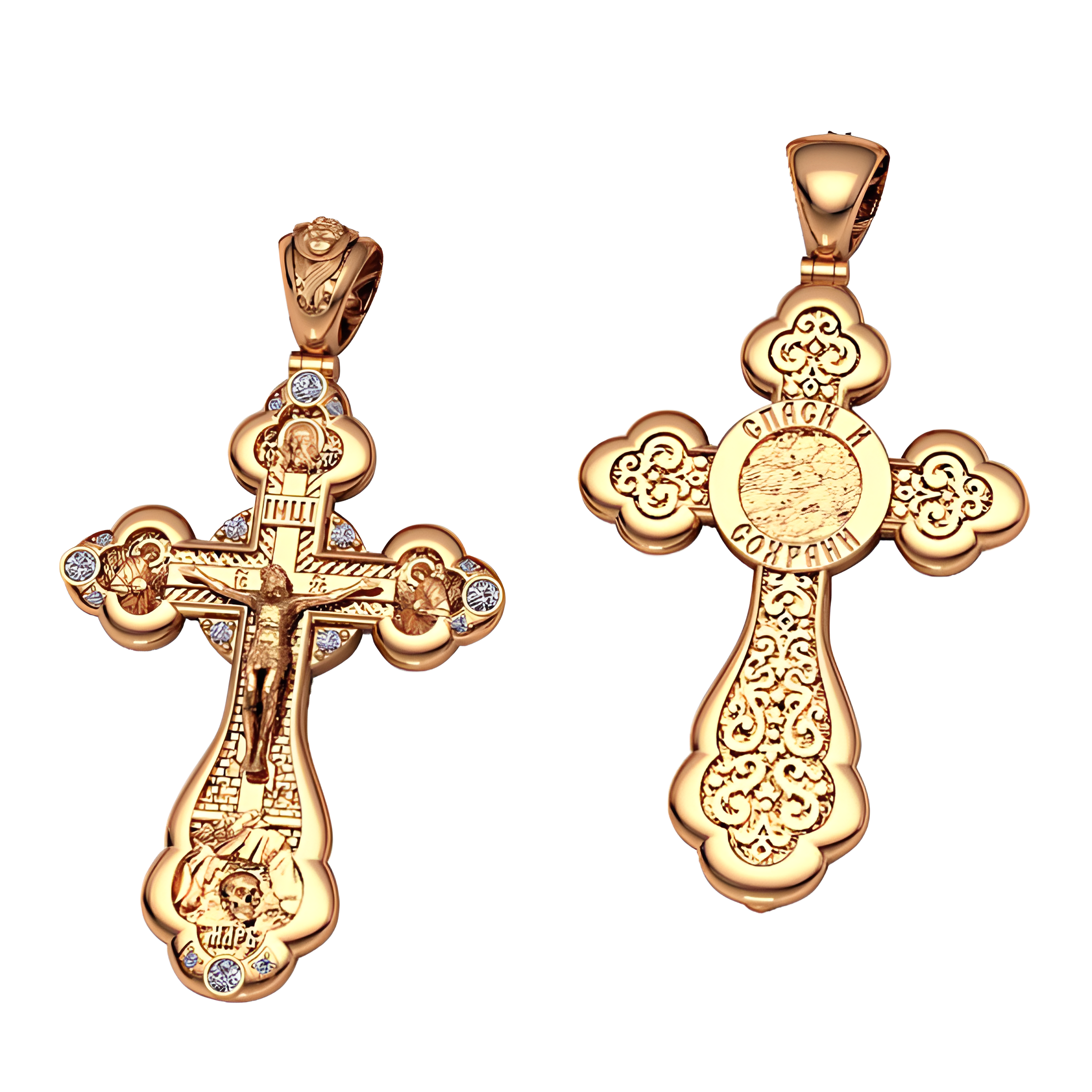 Anhänger Kreuz -orthodox- aus Gold