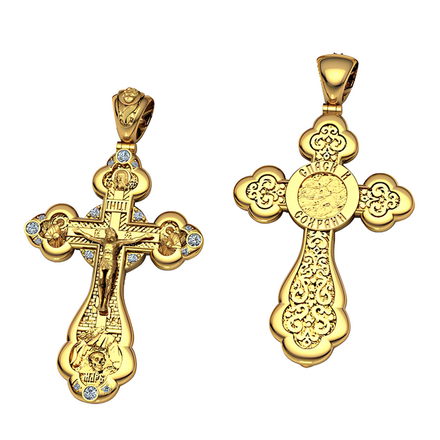Anhänger Kreuz -orthodox- aus Gold