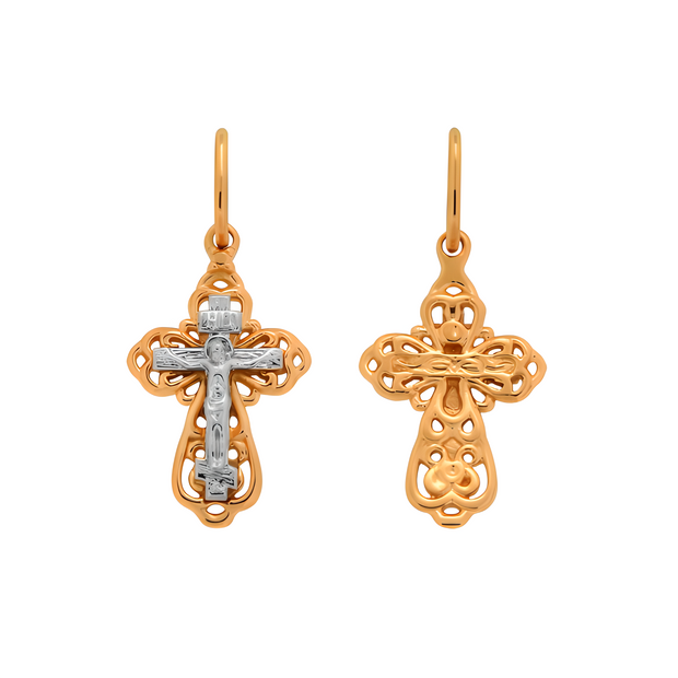 Православный крест из русского золота с Распятием Христово     