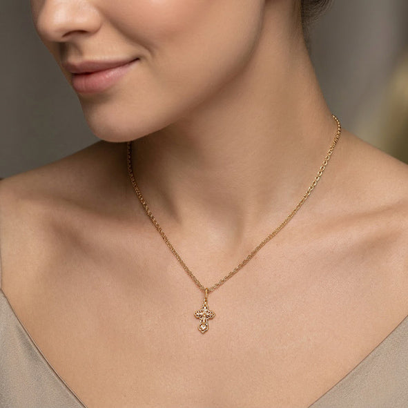 Православный крест из русского золота с Распятием Христово     