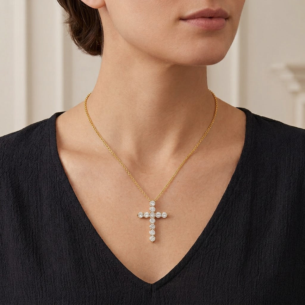 Custom Gold Cross with Precious Stones