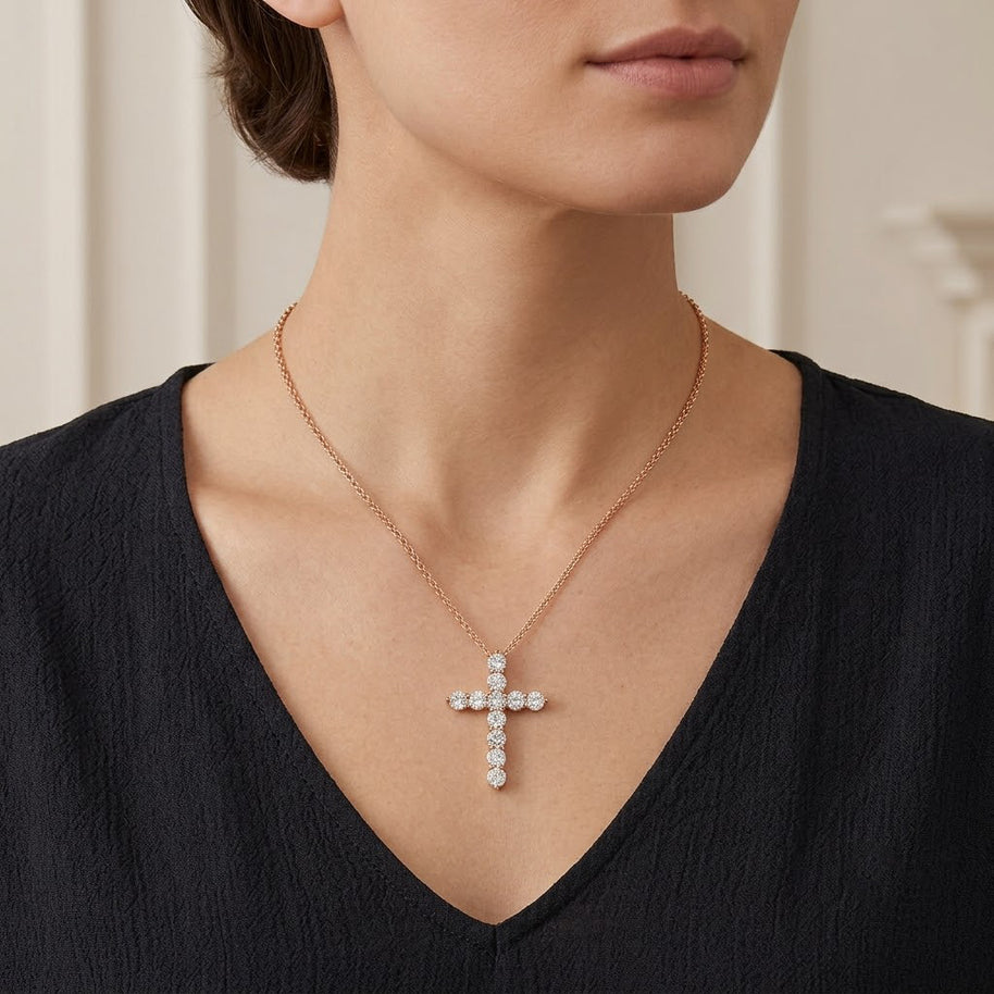 Custom Gold Cross with Precious Stones