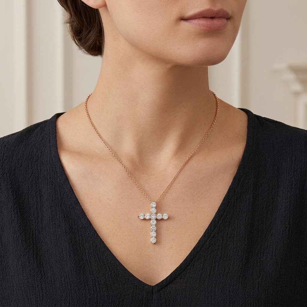 Custom Gold Cross with Precious Stones