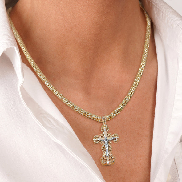 Orthodox cross with the Crucifixion of Christ