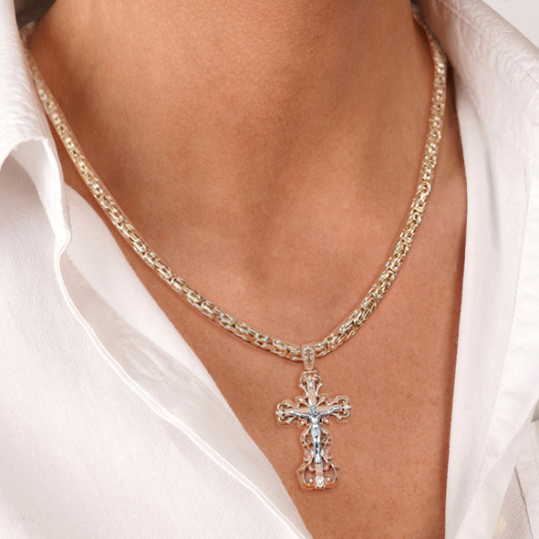 Orthodox cross with the Crucifixion of Christ