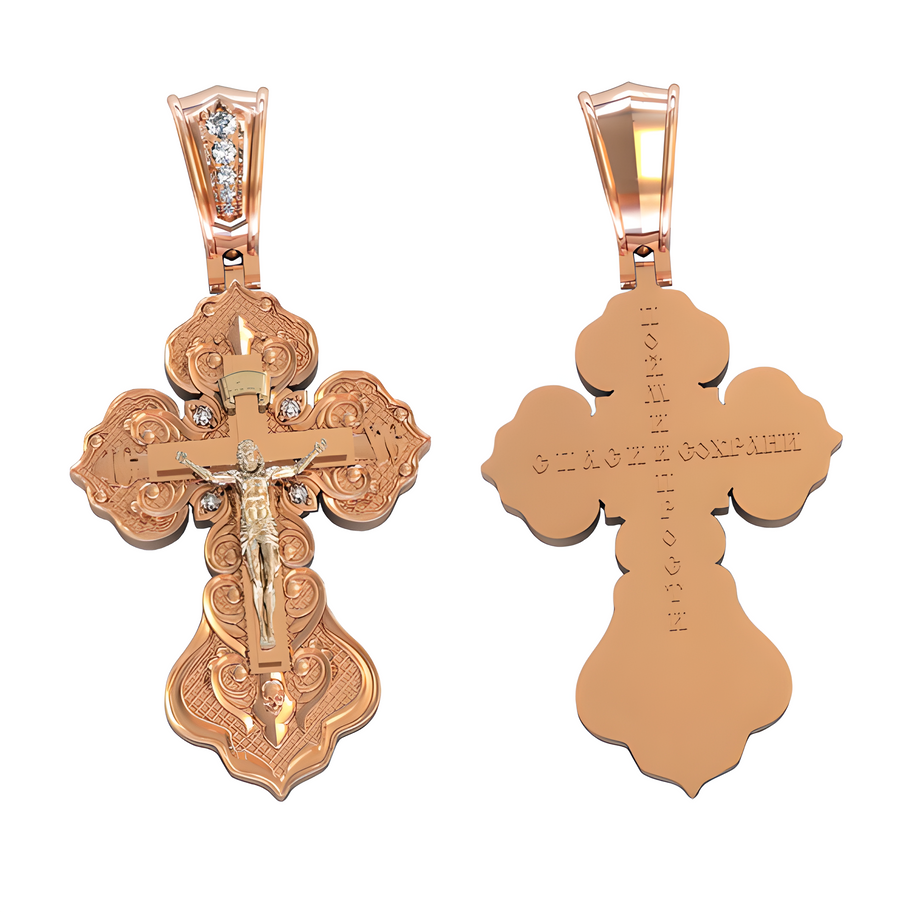 Orthodox cross with the Crucifixion of Christ