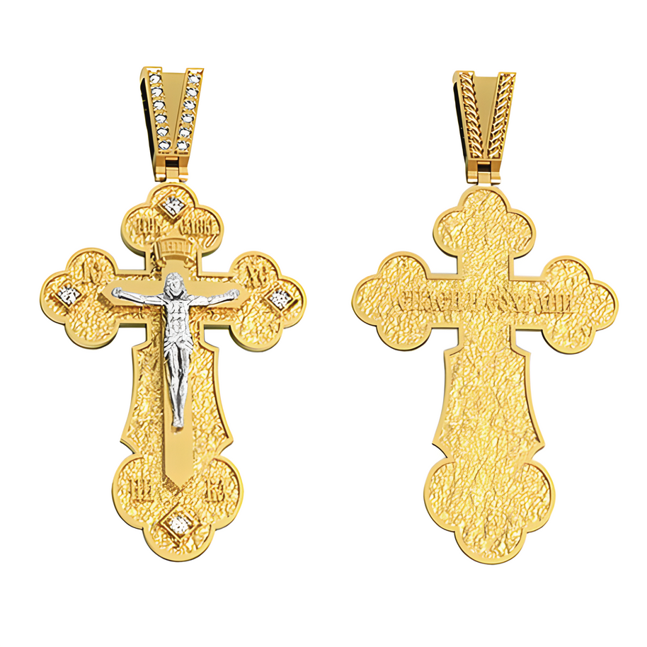 Orthodox cross with the Crucifixion of Christ