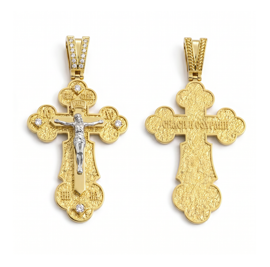 Orthodox cross with the Crucifixion of Christ