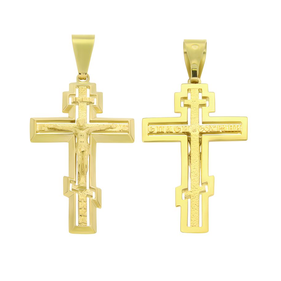 Orthodox cross with the Crucifixion of Christ