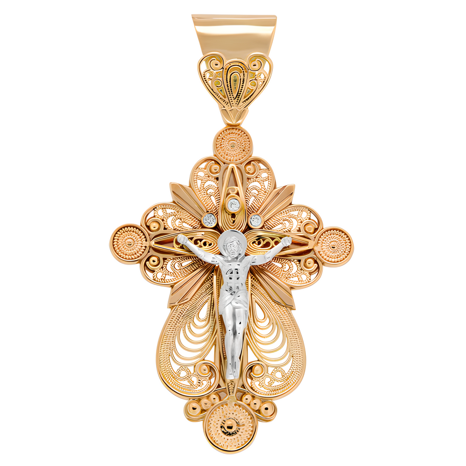Orthodox cross with the Crucifixion of Christ