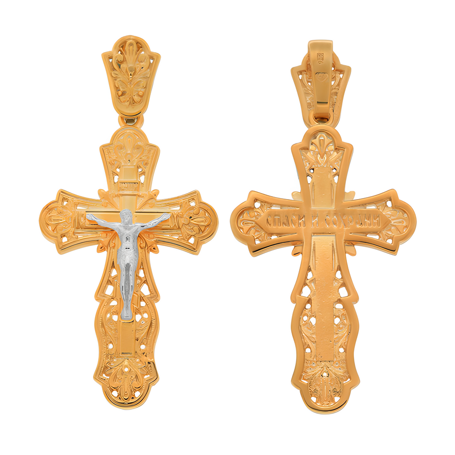 Orthodox cross with the Crucifixion of Christ