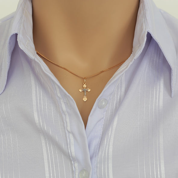 Православный крест из красного золота 585 пробы.