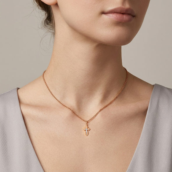 Православный крест из русского золота с Распятием Христово     