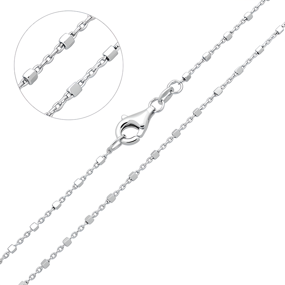 Plättchenkette mit Quadraten aus Silber 925 - rhodiniert