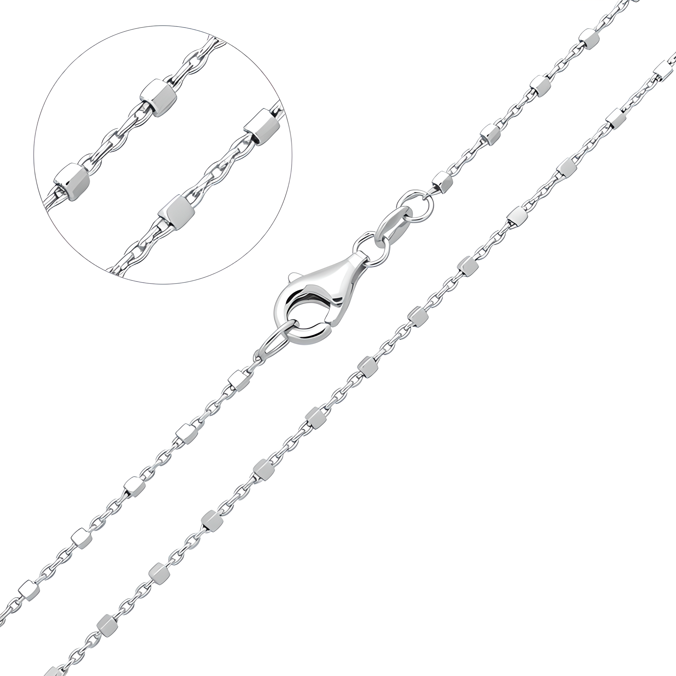 Plättchenkette mit Quadraten aus Silber 925 - rhodiniert