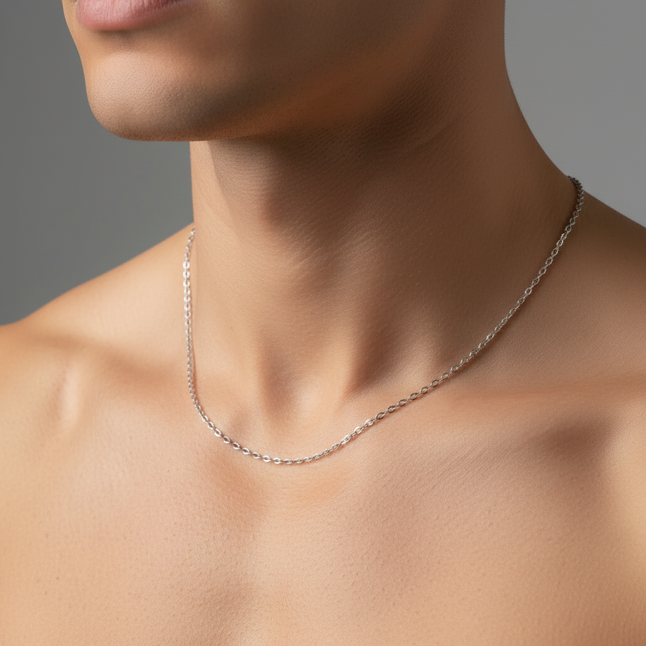 925 Sterling Silver Anchor Chains with Rhodium Plating