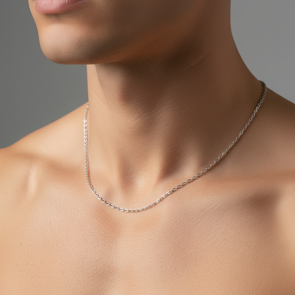 925 Sterling Silver Anchor Chains with Rhodium Plating