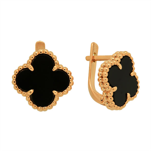 Kleeblatt Ohrringe aus Gold mit Onyx anfertigen lassen