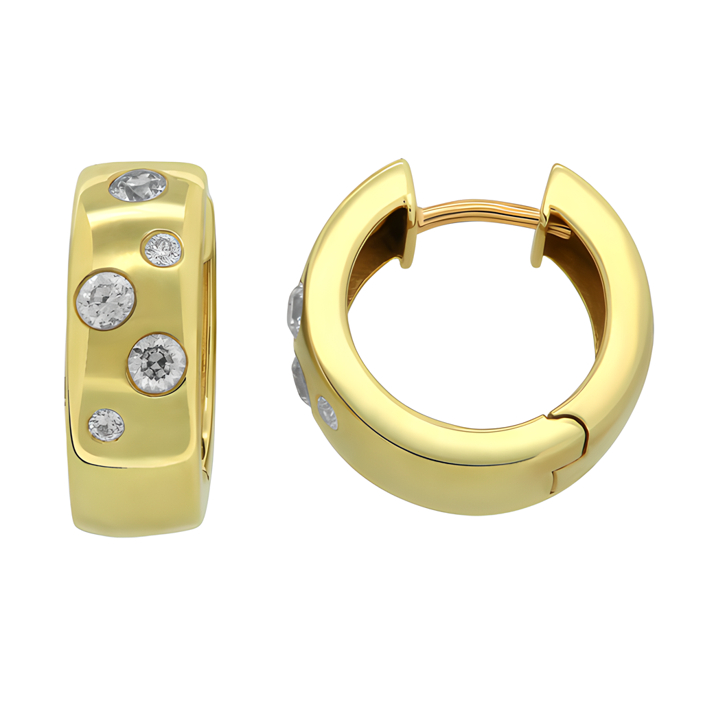 Игривые серьги-кольца из желтого золота 333 пробы с фианитами
