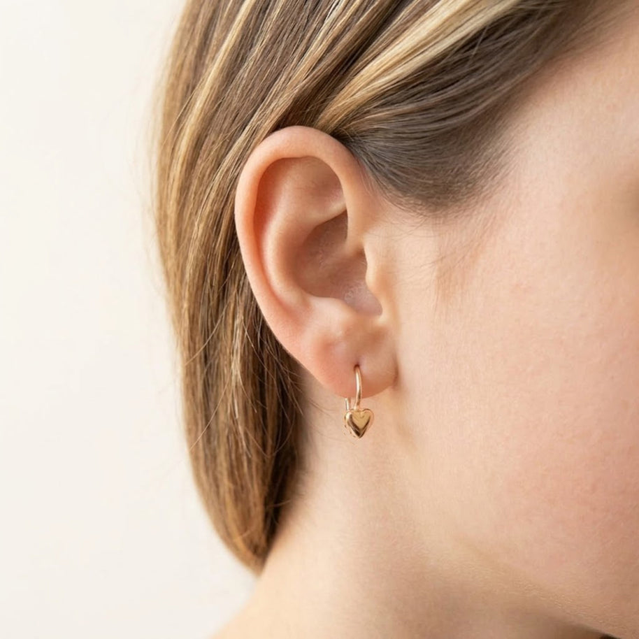 Heart earrings in 14kt-585 Rose gold Red gold