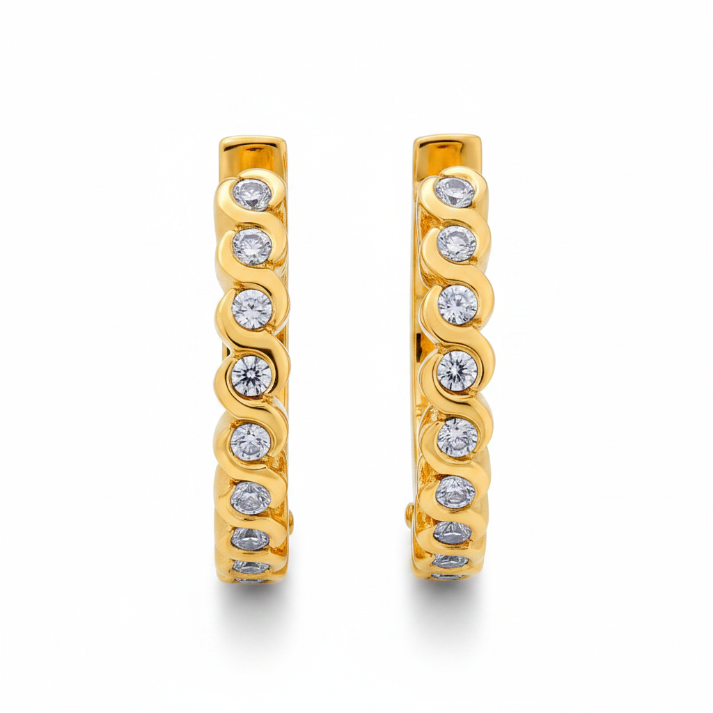 Gelbgold Creolen mit Zirkonia