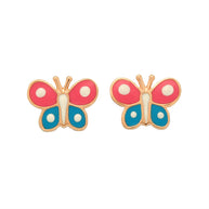 Butterfly earrings for girls in 585 / 14 kt red gold