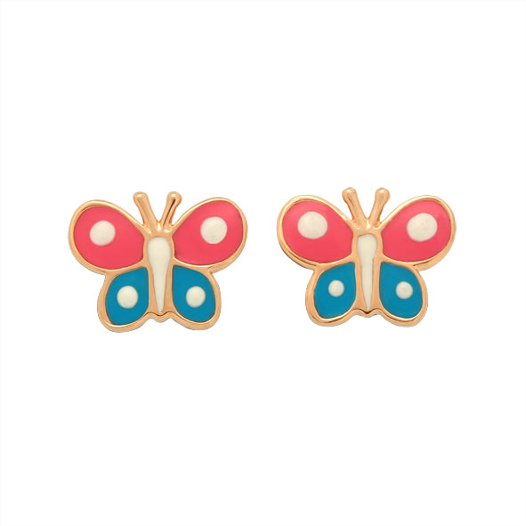 Butterfly earrings for girls in 585 / 14 kt red gold