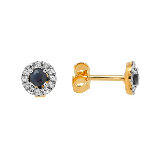 Ohrstecker mit Saphire und Diamanten. Rotgold 585