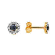 Ohrstecker mit Saphire und Diamanten. Rotgold 585