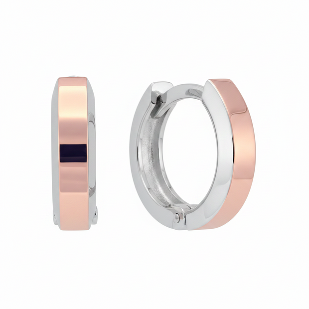 Hoop Earrings in Sterling Silver 925 with 375 Rose Gold Inlay