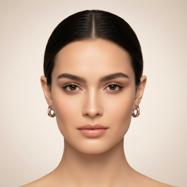 Hoop Earrings in Sterling Silver 925 with 375 Rose Gold Inlay