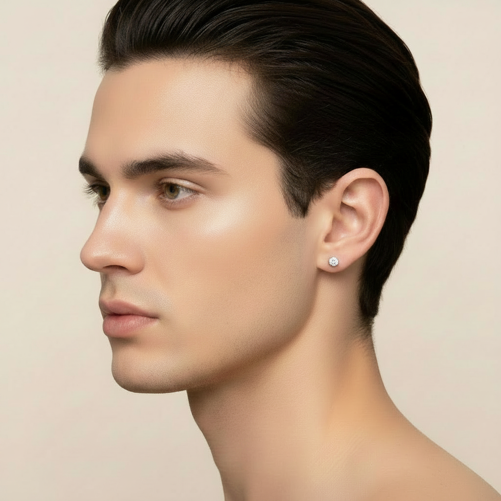 UNISEX stud earrings 925 with cubic zirconia