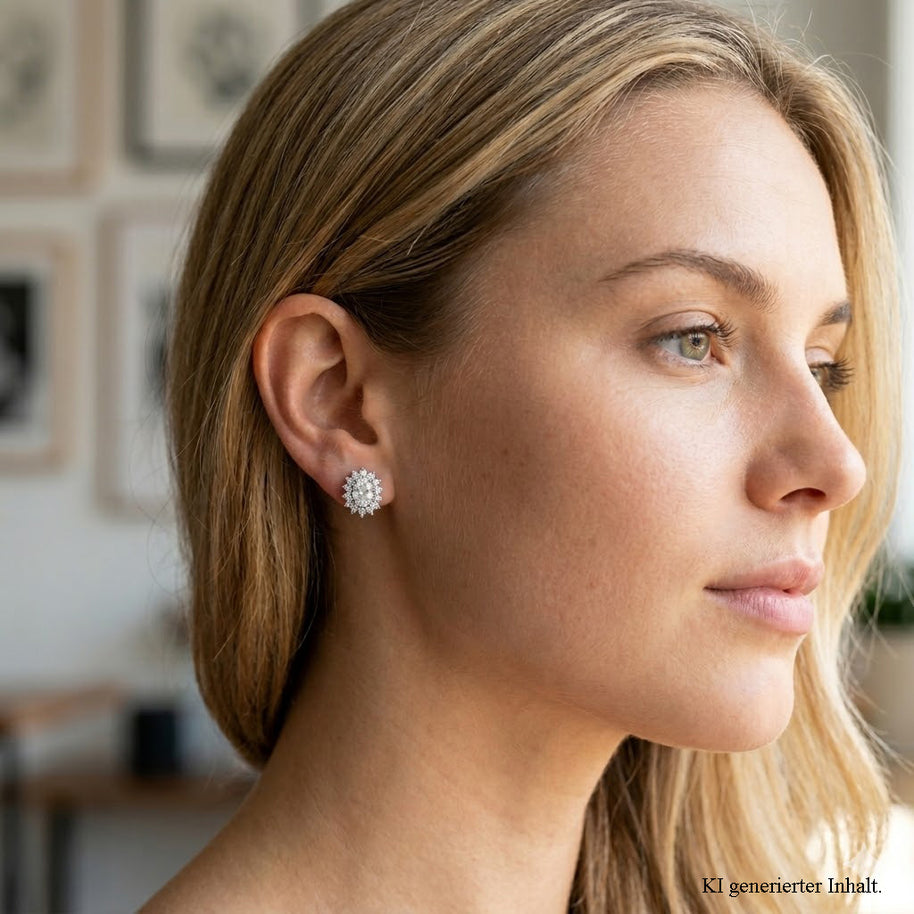 Drop earrings in 925 sterling silver with cubic zirconia
