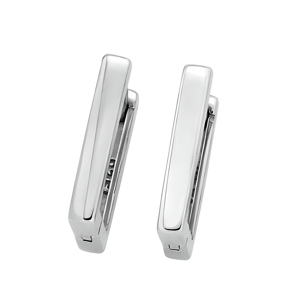 Rectangular unisex hoop earrings in 925 silver